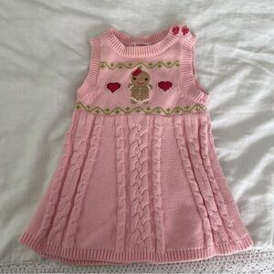 Gymboree 3-6 mo Holiday Cheer gingerbread girl pink cable knit dress 100% cotton